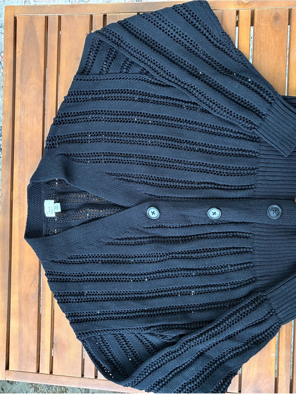 a new day Black Open-Knit Button Cardigan